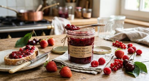 Confiture aux quatre fruits rouges